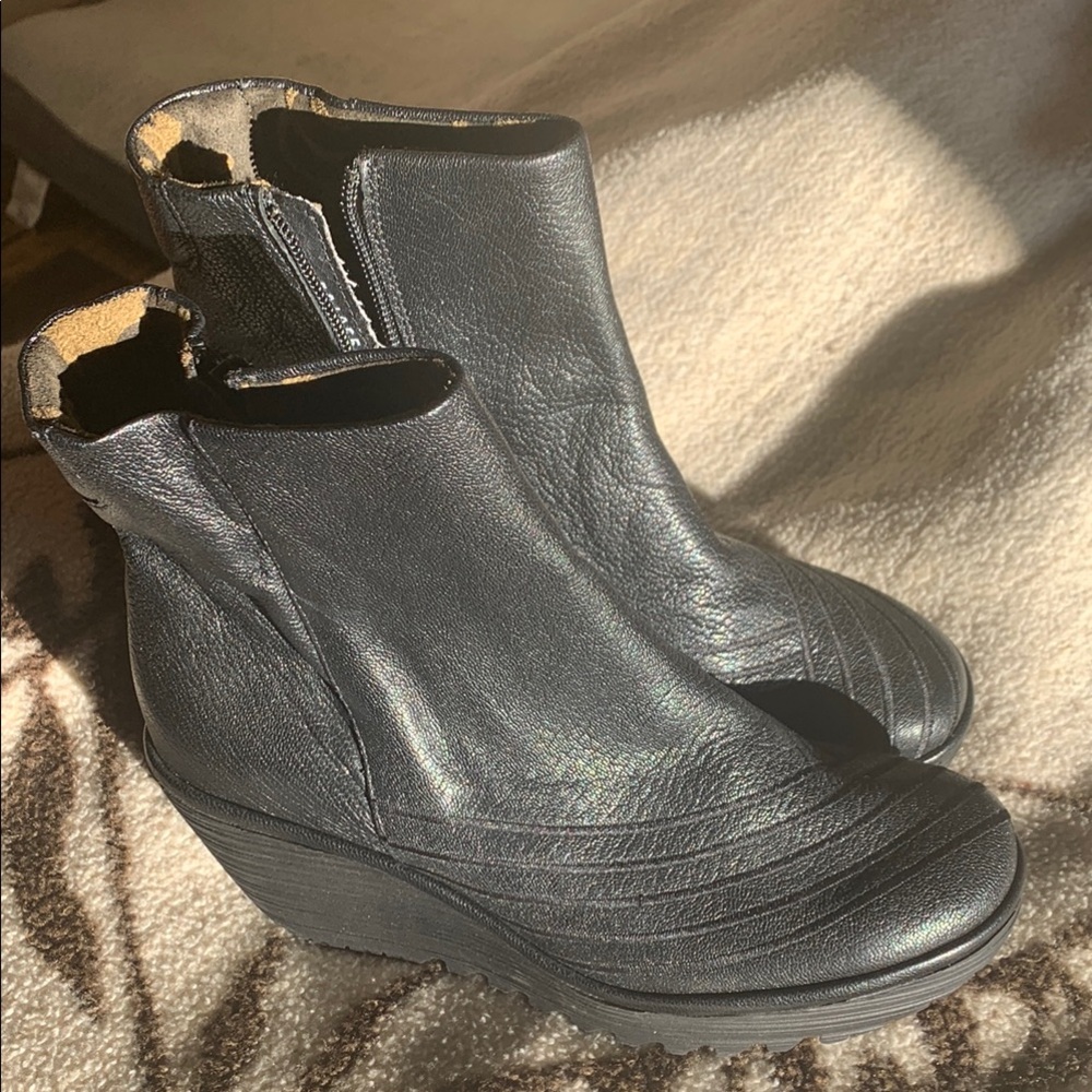 Women's Black Wedge Ankle Boots